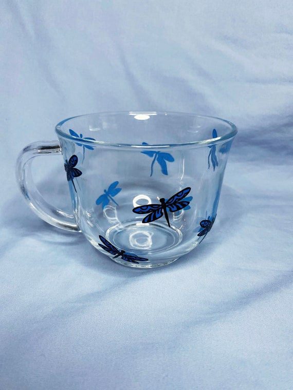 Dragonfly Glass Coffee Mug: Insect Tea Mug (18 oz)