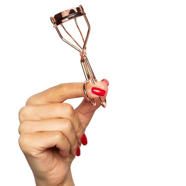 MHQueen Eyelash Curler with Silicone Pads - No Pinching, Just Dramatically Curled Eyelashes for a Lash Lift in Seconds (Rose Gold)