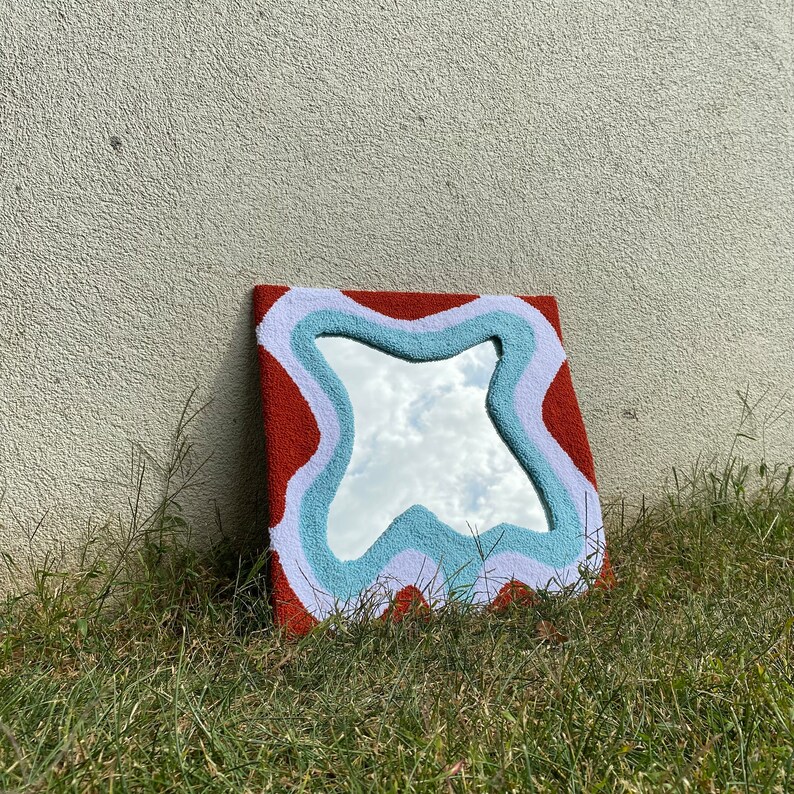 Handmade Tufted Mirror Punch Needle Mirror Multicolor Etsy