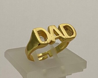 Dad Ring, 24K Gold Plated, Brass, Adjustable, Fashion Jewelry, Gift For Her, Unisex Ring, Minimalist Ring, Best Friend Gift, Style Ring,Gift