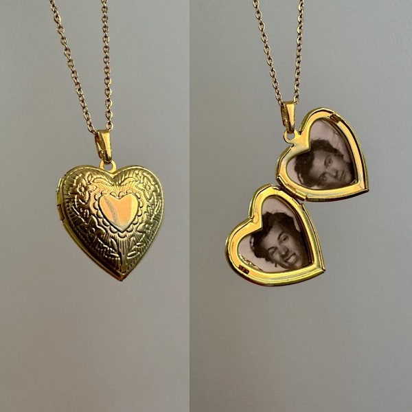 Harry Custom Heart Photo Lightweight Locket Necklace, Steel Chain, Emerald Necklace, Heart Necklace, Bestfriend Gift, Harry Styles Necklace