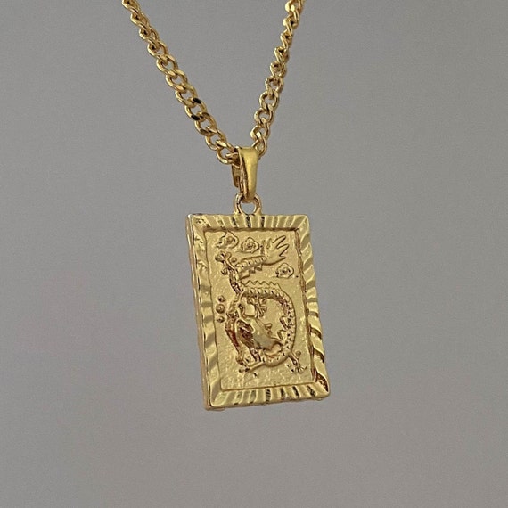 Gold dragon pendant on sale necklace