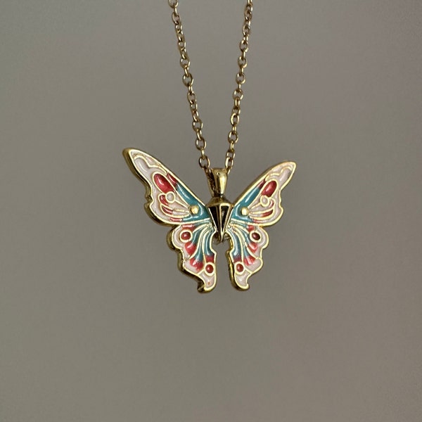 Steel Gold Fairytopia Elina Butterfly Necklace,  Magical Necklace, Best Gift, Bestfriend Gift, Butterfly Mariposa Necklace,Princess Necklace
