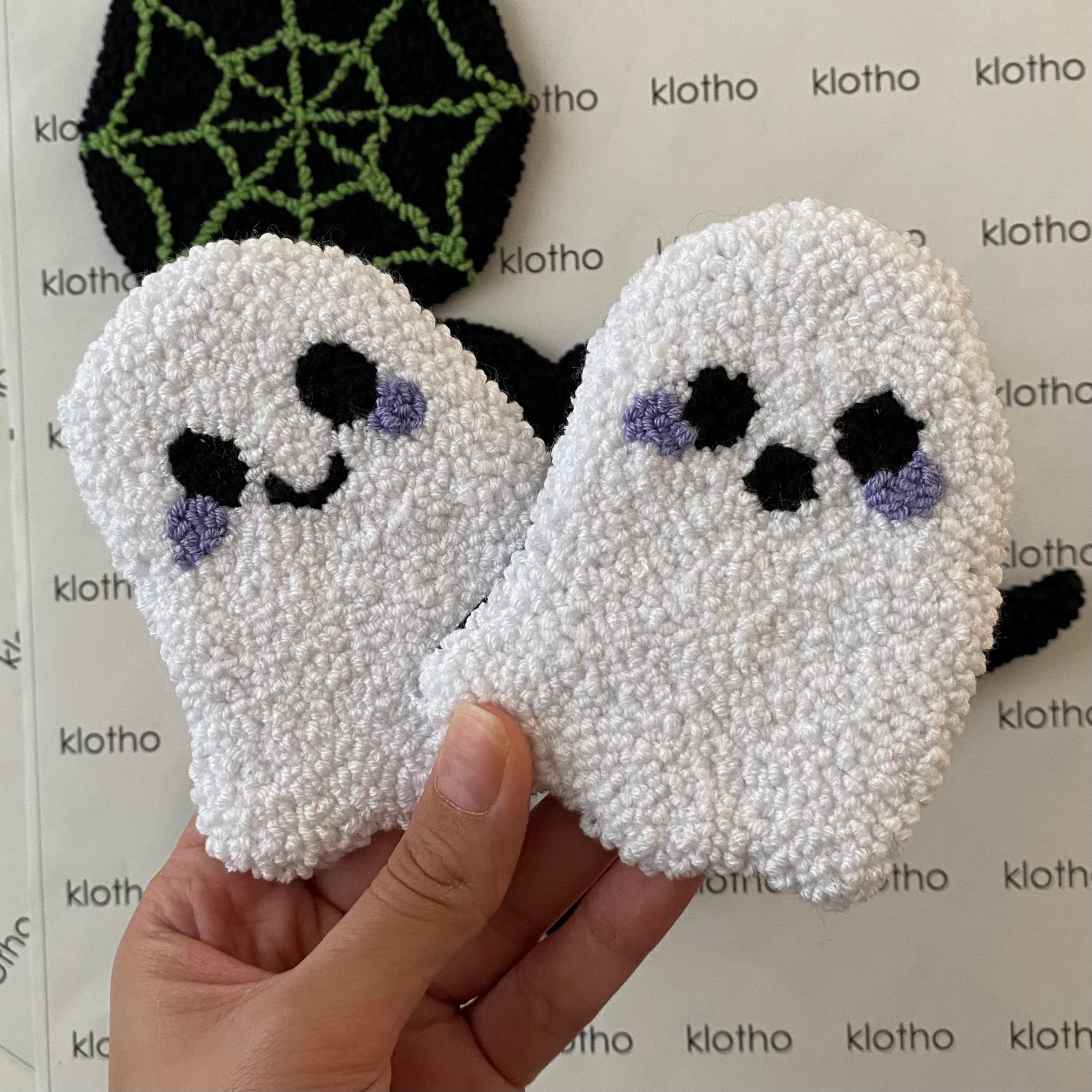 Halloween Drink Coasters, Set of 2 Drink Coasters, Pumpkin Punch Needle