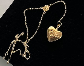 Lana Del Rey Heart Necklace, Rosary Emerald Heart Lana Necklace, Gold Plated Necklace, Gift For Her Lana Del Rey Necklace, BFF Gift