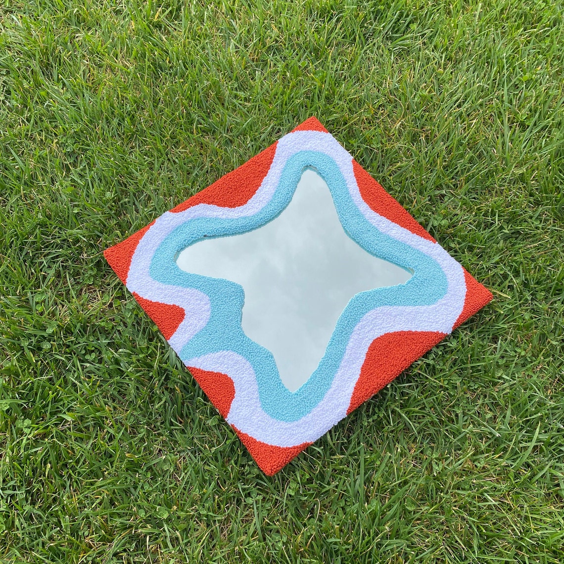 Handmade Tufted Mirror Punch Needle Mirror Multicolor Etsy
