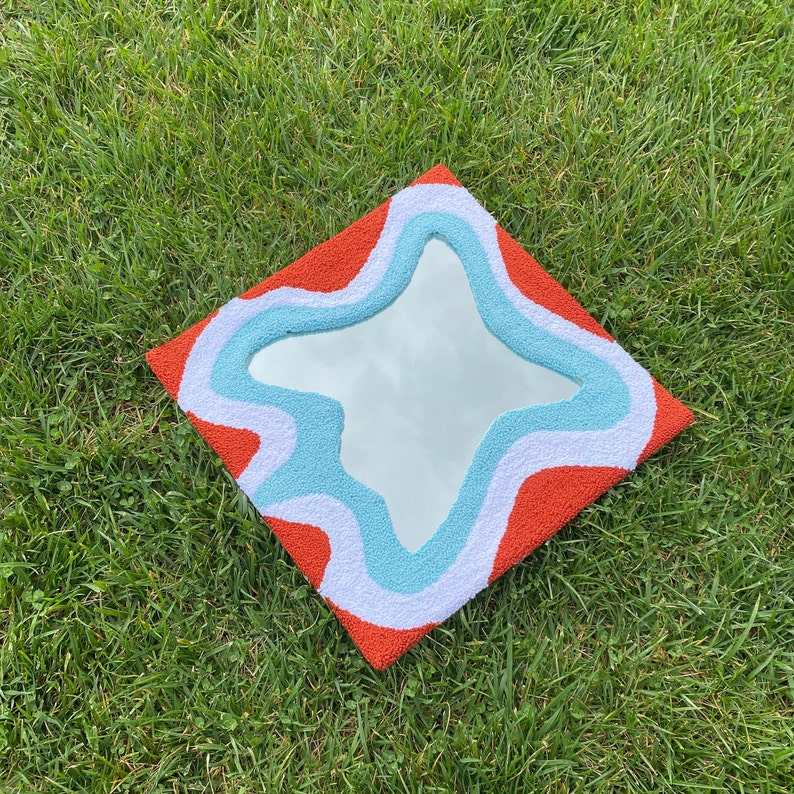 Handmade Tufted Mirror Punch Needle Mirror Multicolor Etsy