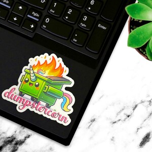 dumpsterfire sticker kawaii unicorn cute dumpster corn decal dumpster fire meme trending stickers for mental health cheer up gift for her image 3