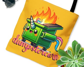 cute unicorn kawaii dumpster fire reusable tote bags mythical creature funny mental health gifts dumpstercorn shopping bags trendy tote bag
