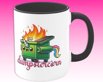 dumpsterfire kawaii unicorn cute dumpster corn coffee cup dumpster fire meme mug mental health saying funny cheer up gift for her neurospicy