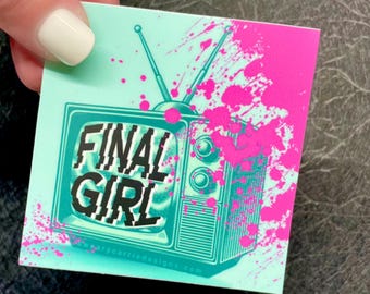 final girl 80s 90s horror movie sticker retro scream horror trending stickers for laptop decals funny horror movie lover gift 90’s nostalgia