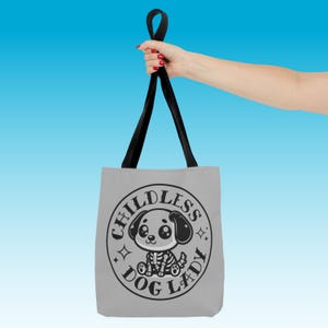 childfree by choice funny project bag cute kawaii puppy skeleton dog mom trendy tote bag feminist gift for childless dog lady tattoo puppies