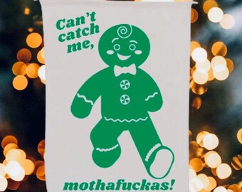 Sassy Funny Xmas Decor Rude Naughty Gangsta Gingerbread Man Christmas Sign Christmas Holiday Sarcastic Spicy Snarky Home Decor Adult Humour