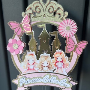 Personalised princess cake topper and age charm