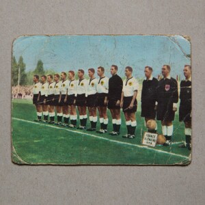 German national team, team photo, 1958/59, Heinerle, football, trading card