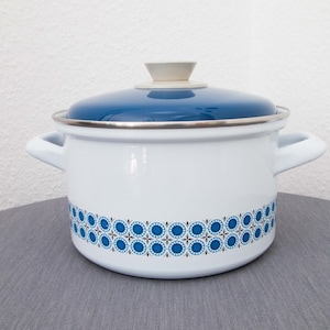 Enamel pot, enamelled cooking pot, pot, enamel, floral, vintage, chestnut pot, roasting pot, 22 cm diameter