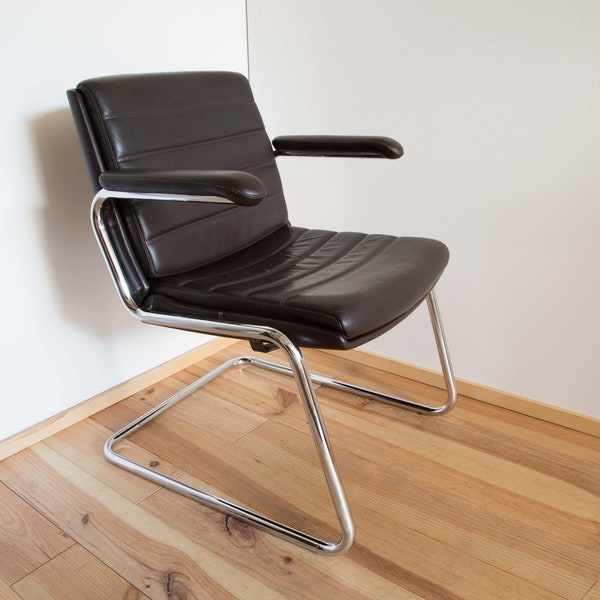 Vintage Sessel by Drabert_Polstert_Leder_Freischwinger_Armlehne_Armlehnstuhl