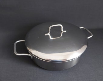 Cooking pot flat_roaster_roasting pot_high quality_stainless steel_25 cm_2.25 litres