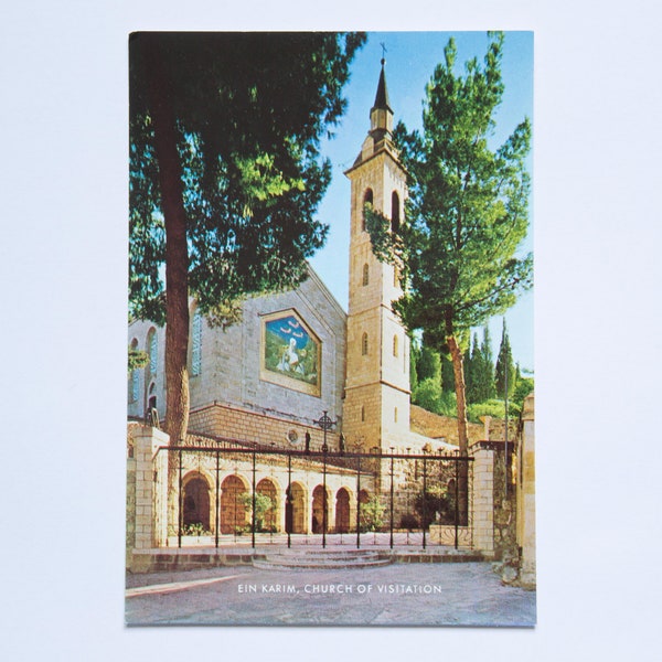 Jerusalem Ain Karem Kirche Vintage Postkarte unbeschrieben