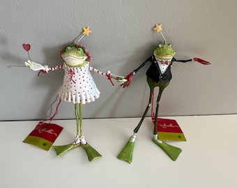 Dept 56 Krinkles Frog Ornaments: Valentine & Tuxedo Couple, Patience Brewster Designs