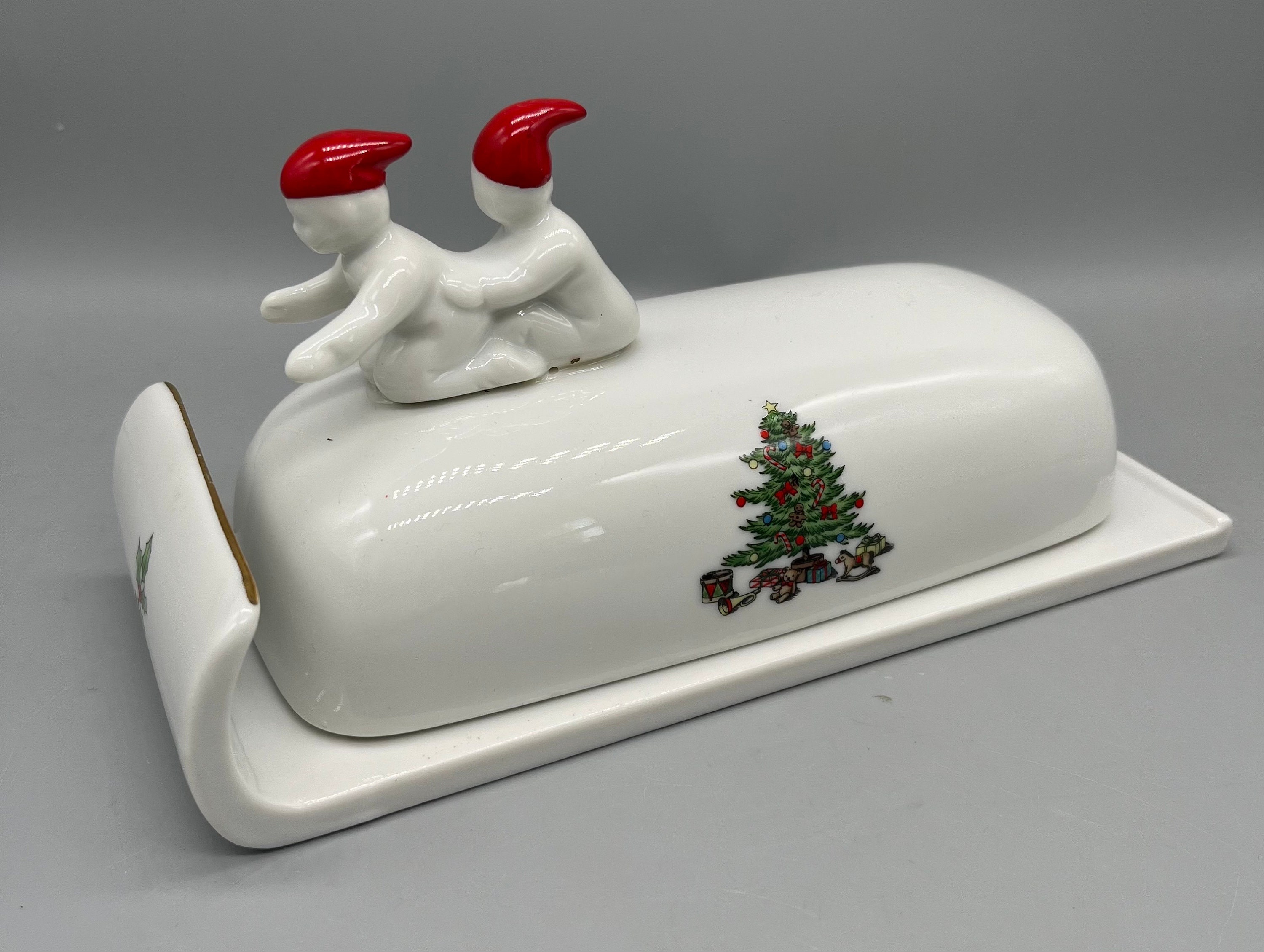 Vintage Christmas Butter Dish Holiday Hostess Toboggan Fine China Butter Dish Banned With 22K Gold Made in Japan Etsy