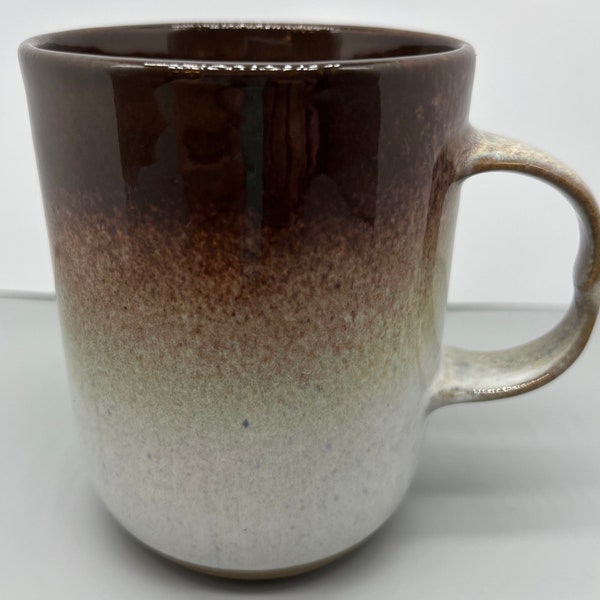 Vintage Peter Pots Art Pottery Mahogany Brown Ombré Coffee Cup Signed Made In USA