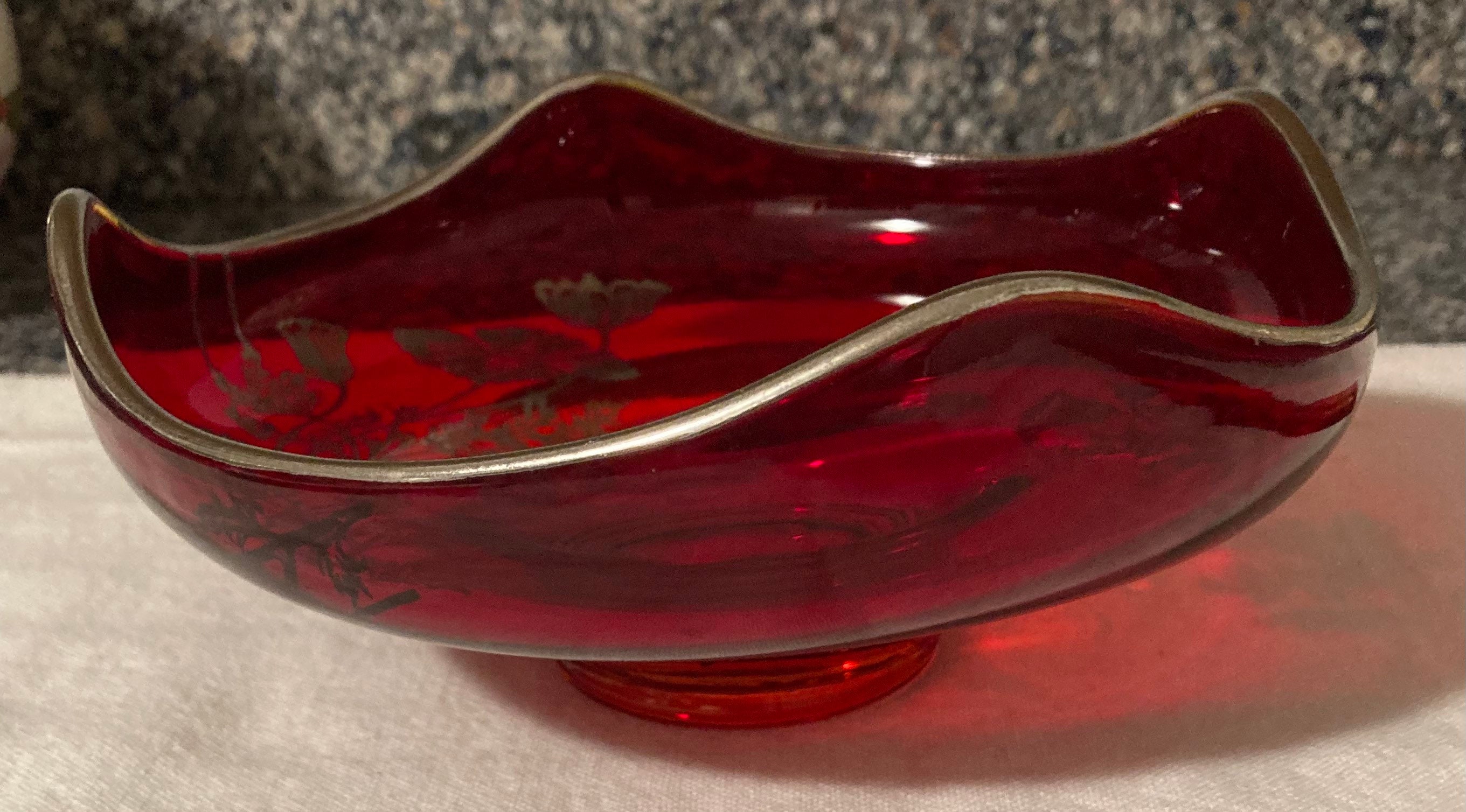 Vintage Ruby Red Candy Dish.silver City Flanders Sterling Etsy