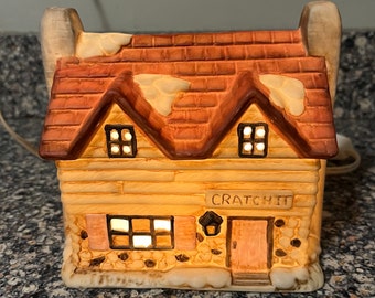 Vintage Brinn’s Ceramic Lighted Cratchit Christmas Village House 1987