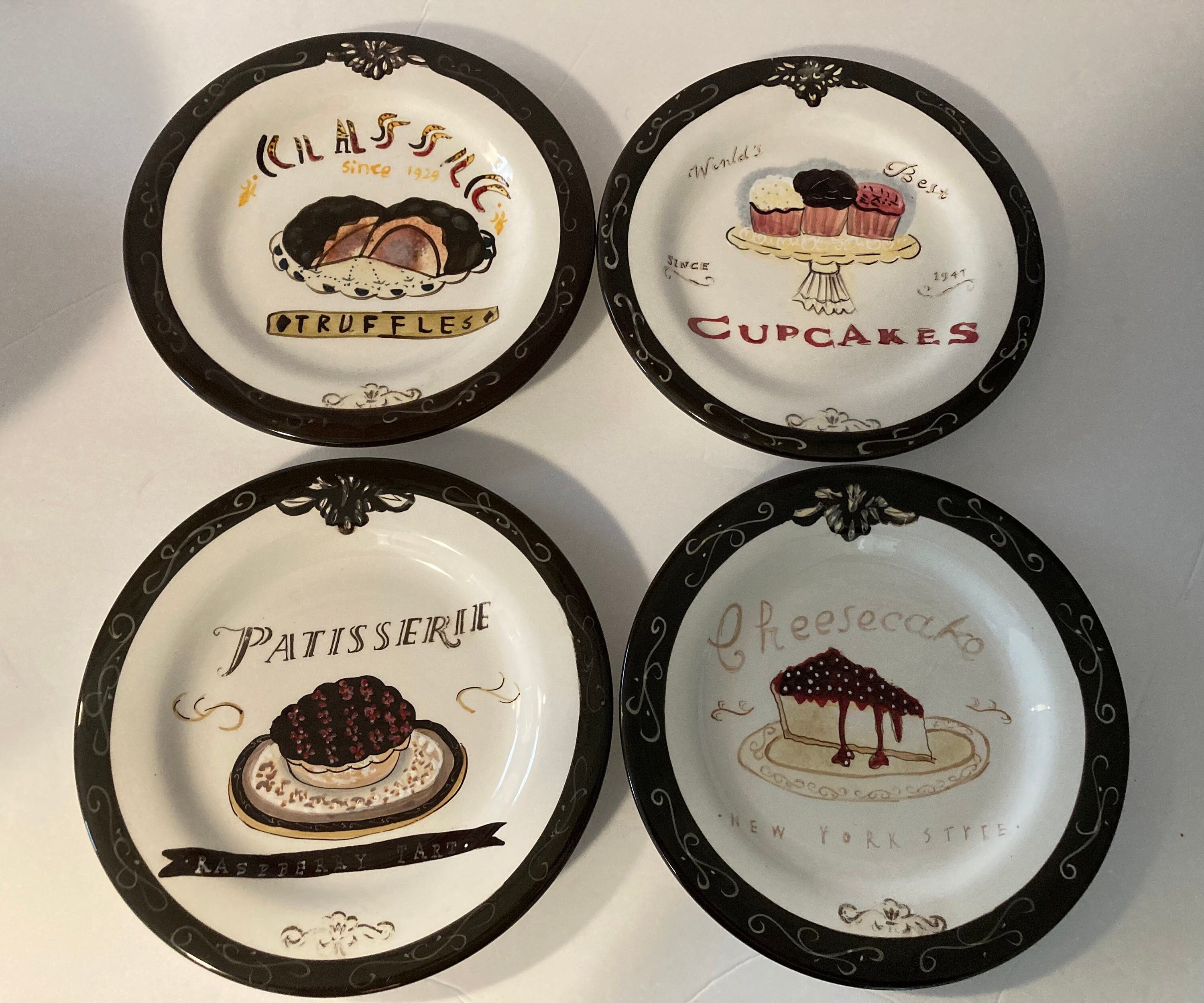 Cake Stand/ Matching Plates Oneida 6 Piece Ceramic Set Sweets Etsy