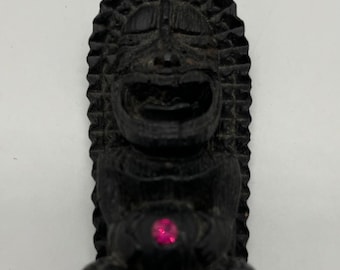 Vintage Tiki Bottle Opener made in Hawaii by A Hip Original with Pink Jewel