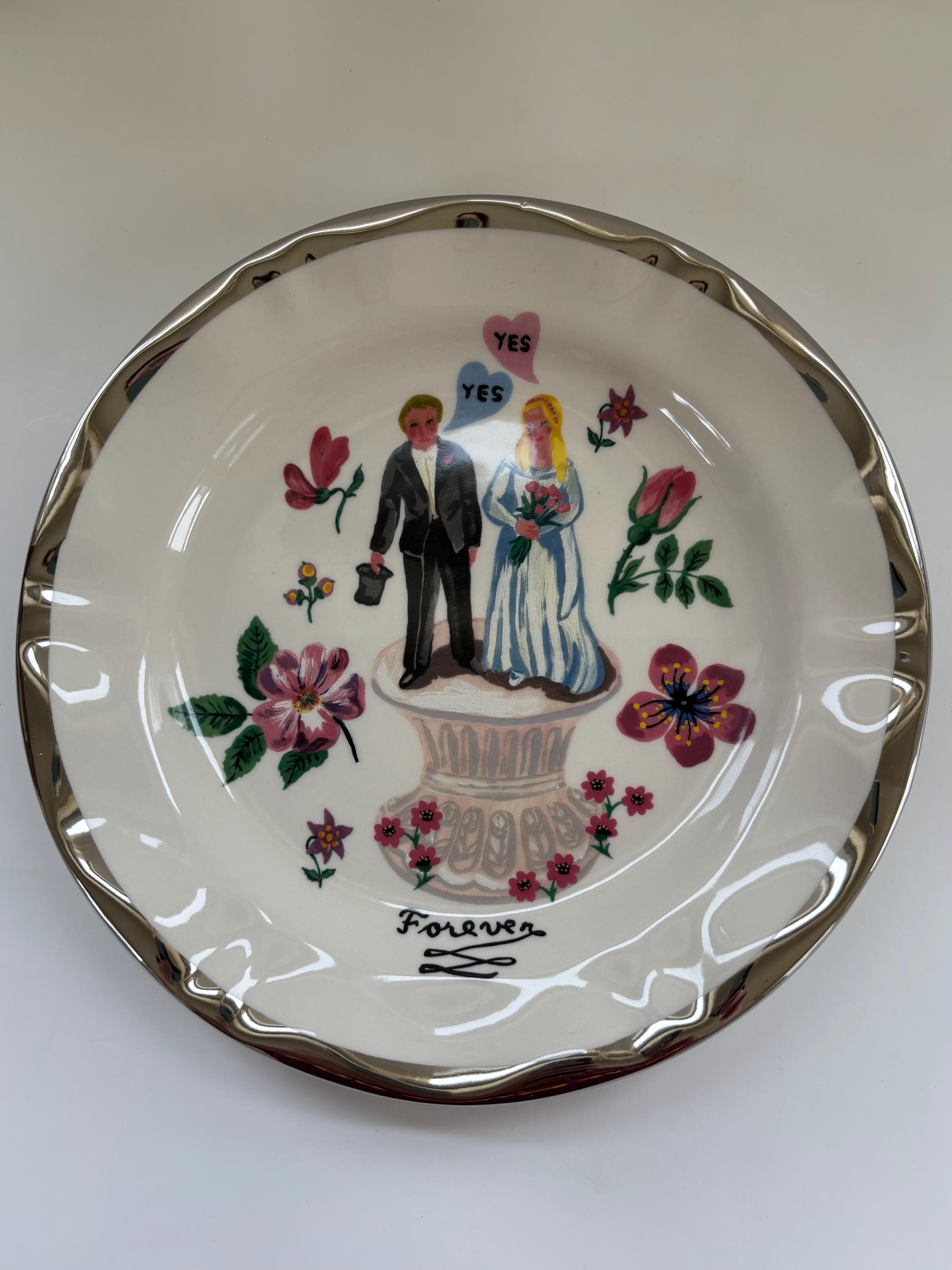 Anthropologie Nathalie Lété Forever Bride & Groom Wedding Plate 10 Anthropologie Nathalie Lété Forever Bride & Groom Wedding Plate 10