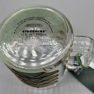 Starbucks 50th Anniversary Glass Mug, 12oz | Siren Tail Design, Includes Lid - View #9