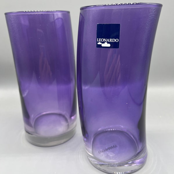 Leonardo Swing Long Curved Tumbler Glasses, Purple 14 ounces Set of 2 Made in Germany
