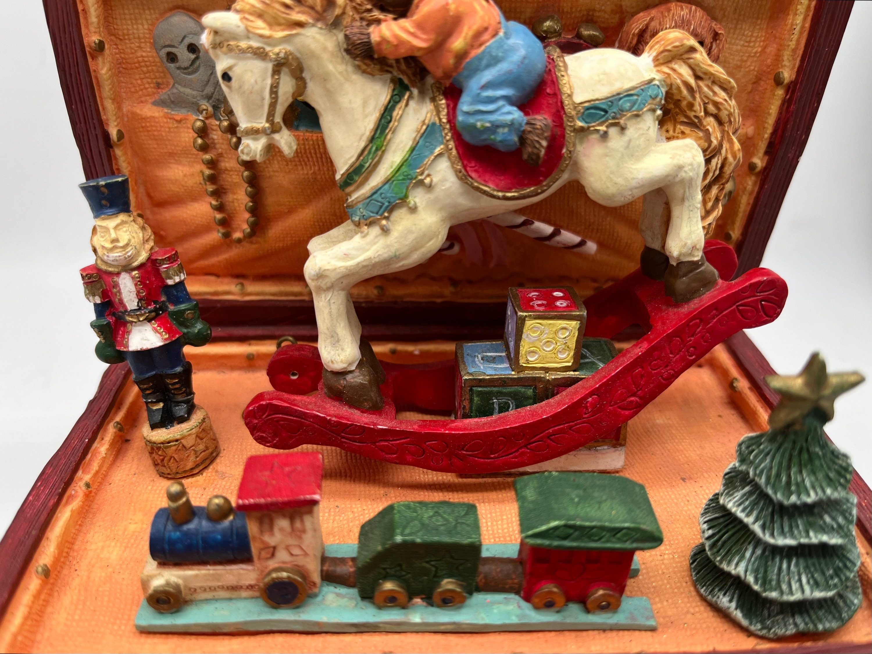 Vintage Resin Toy Box Music Box With Moving Rocking Horse Etsy