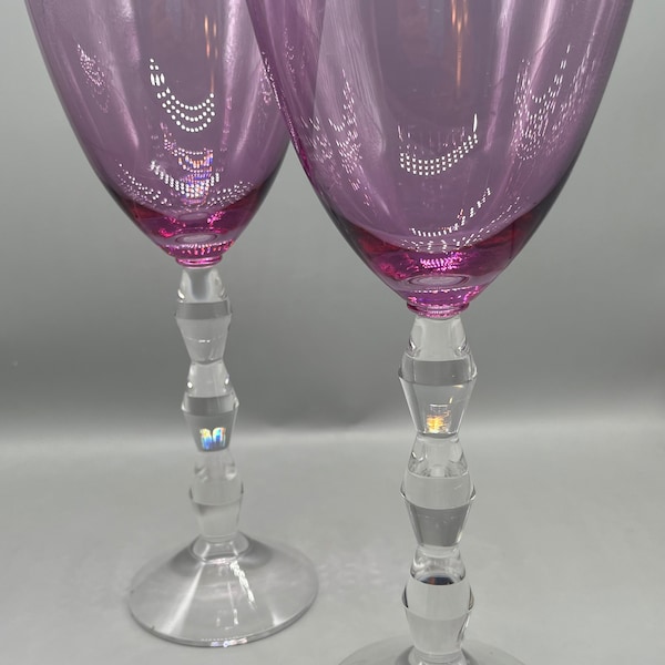 Vintage Lenox Crystal Amethyst Carat Wine Glasses Set of 2