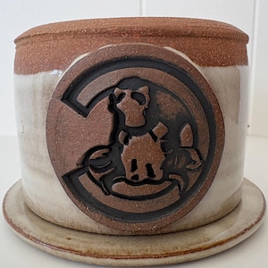 Handgemaakt steengoed Franse Butter Keeper Crock Cow Design Local Pottery Studio Gallery Butter Bell Rustieke boerderijkeuken