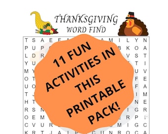 Thanksgiving Fun Pack - 11 pages of fun Thanksgiving Activities for your kids