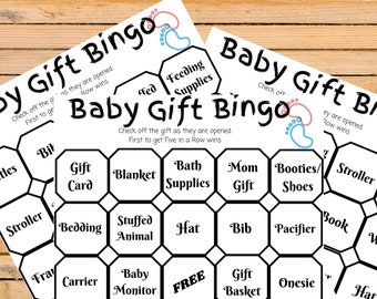 Baby Gift Bingo - Fun Baby Shower Game - Comes with 30 Bingo Cards plus a Blank card to create your own!