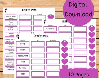 Couples Quiz - Who Knows Who Better? - 10 pages/100 questions to see who knows who better in your relationship! Fun date night activity