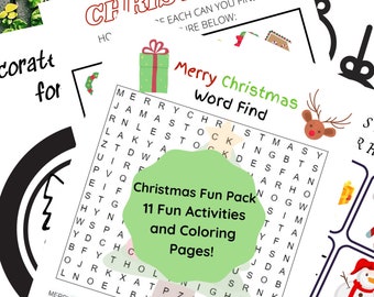 Christmas Fun Pack - 11 Fun activities for Christmas time - Christmas Activity Pack - Christmas games and coloring pages