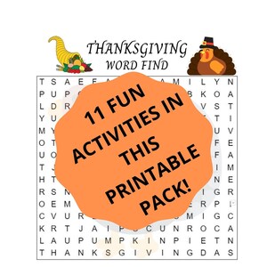 Thanksgiving Fun Pack - 11 pages of fun Thanksgiving Activities for your kids