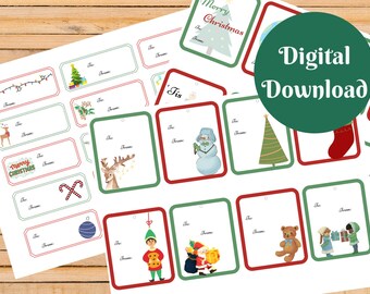 31 Christmas Gift Tags - Christmas Tags - 15 Small Tags and 16 Hanging Tags - Printable