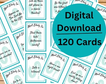 Most Likely To...Adult Card Game - Fun Party Game - 120 Cards and 15 Penalty Cards - Includes Instructions - Available Immediately