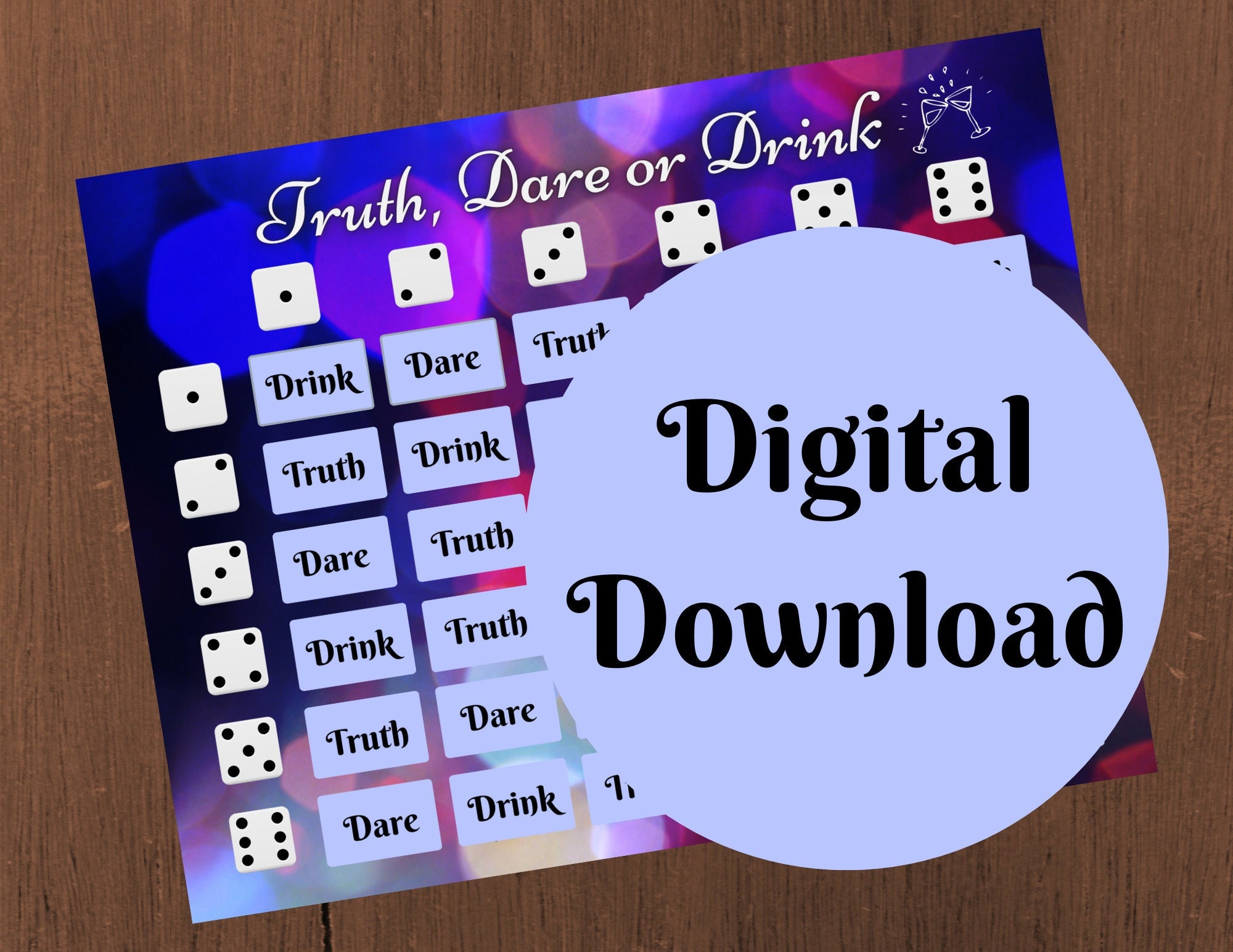 Truth Dare or Drink Adult Dice Game Fun Game for Couples or picture