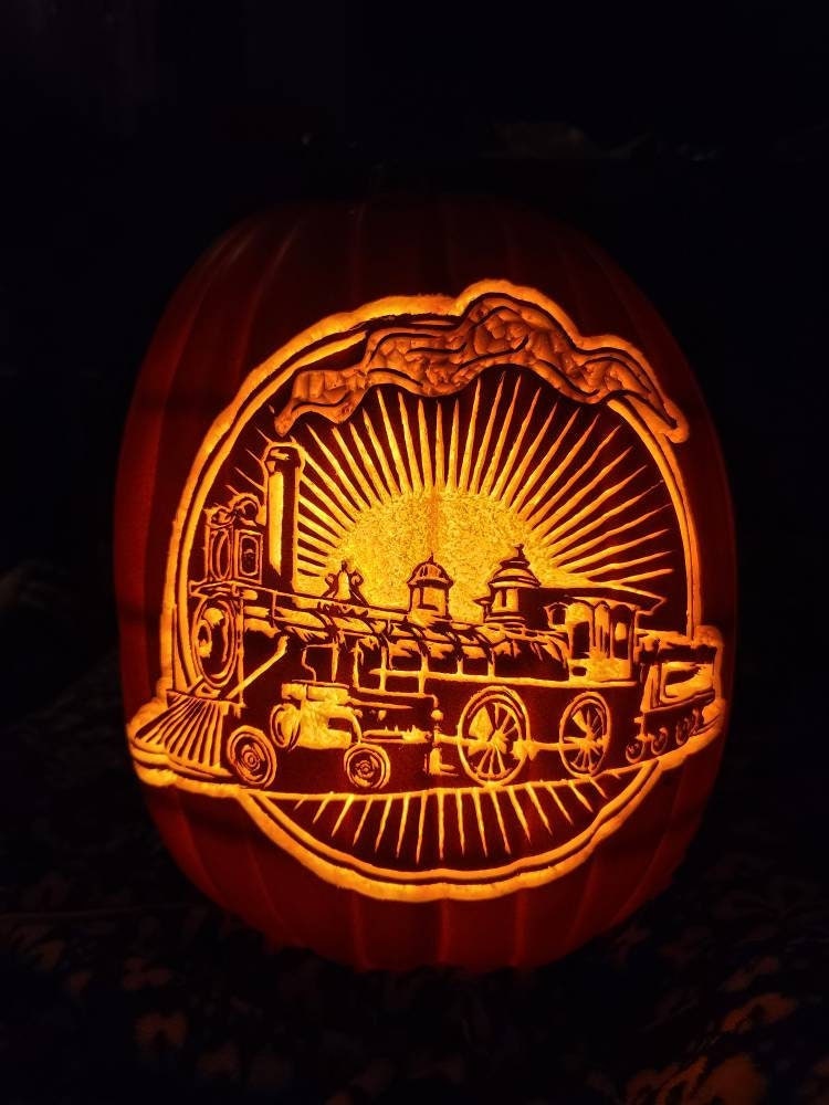 Train Carved 13 Foam Pumpkin Railroad Locomotive Decor Train Decor train-carved-13-foam-pumpkin-railroad-locomotive-decor-train-decor