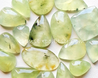 Natural Prehnite Cabochon Loose Gemstone Wholesale Lot By Weight With Different Shapes And Sizes Used For Jewelry Making