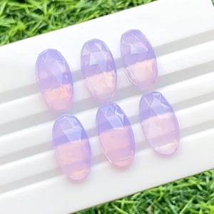 Lavender Quartz Oval Shape 10X20 MM Rosecut Gemstone With Flat Back 6 Pieces Lot For Jewelry Making, AAA+ Lavender Quartz For Jewelry