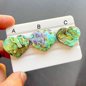 Cabochon a forma di cuore in conchiglia di abalone, gemma sfusa, AAA+, cabochon a forma di cuore in conchiglia di abalone per la creazione di gioielli e l'avvolgimento su filo - 51863-51865