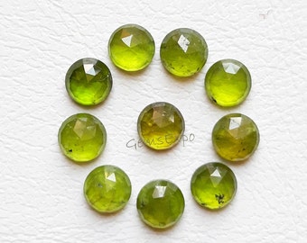 VESUVIANITE Rose Cut Flat Back Gemstone 10 Pieces Lot | Size : 6 MM | Natural AAA+ Quality Vesuvianite Gemstone Used For Jewelry Making