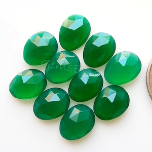 Green Onyx Rose Cut Loose Gemstone 10 Pcs Lot , Top Quality Green Onyx Rose Cut Polki For Jewelry Making, Ring, Pendant